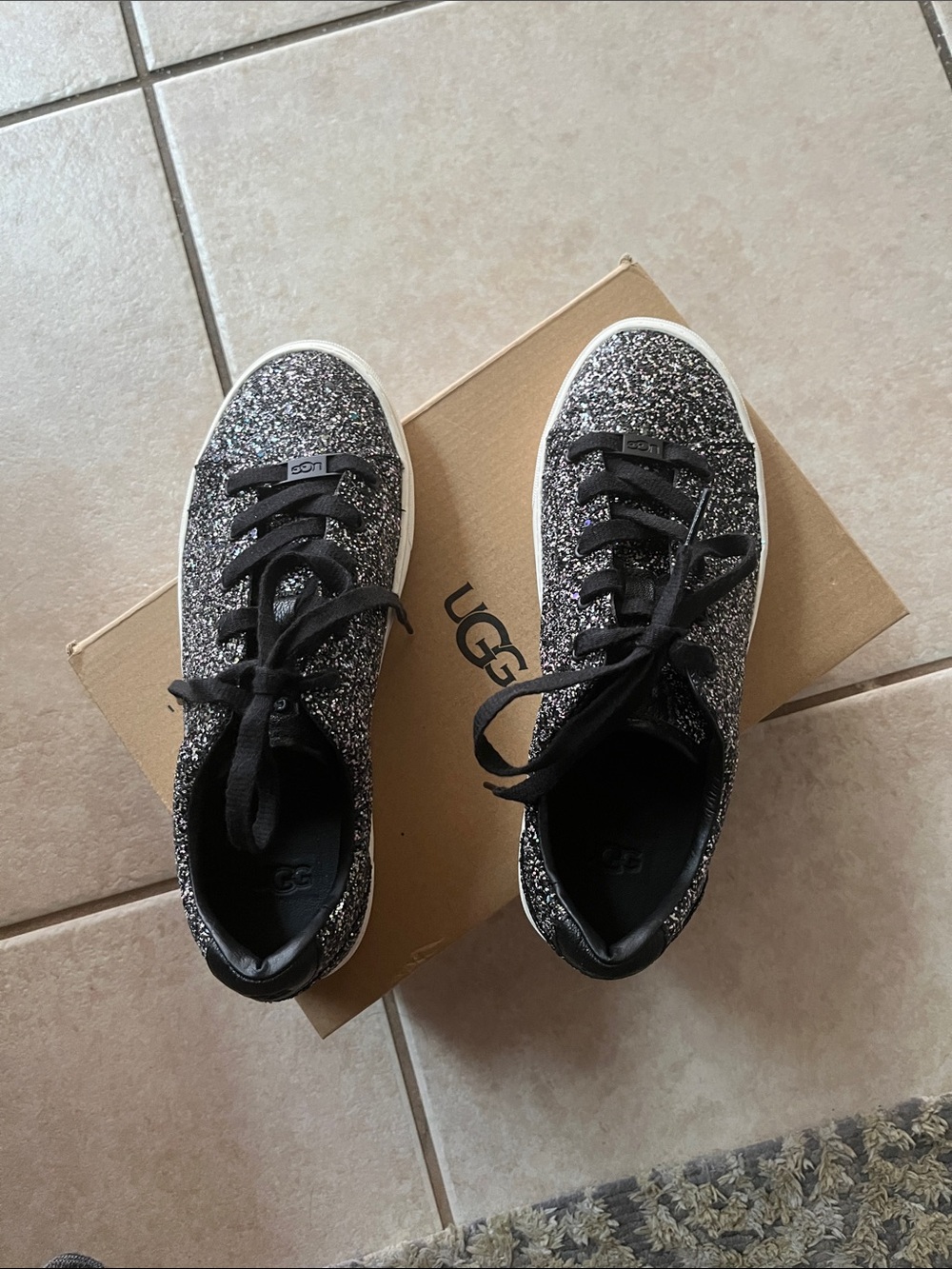 UGG Black and Silver Glitter Low-Top Sneakers